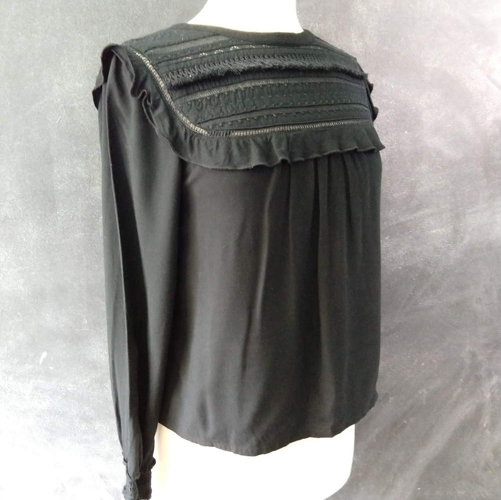 Indigo Collection Long Sleeve Black Peasant Blouse - Picture 2 of 13